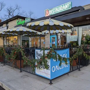 Patio all festive for the holidays.