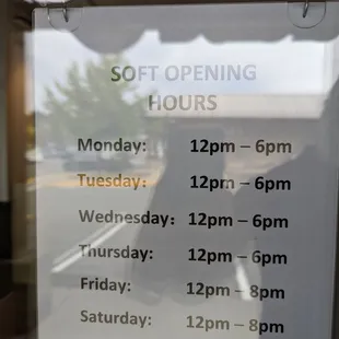 Soft Opening Hours!