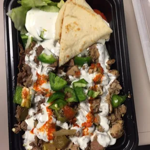 My co-worker got the combo, chicken &amp; steak so o thought I would post hers because boss and I got chicken.