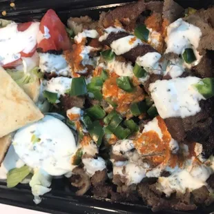 B-e-a-utiful. Lamb over rice.