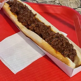 Foot long with chili.