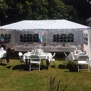 10x20 party tent with table and chair combo
