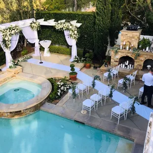 Intimate backyard wedding ceremony