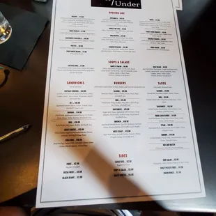 a menu on a table