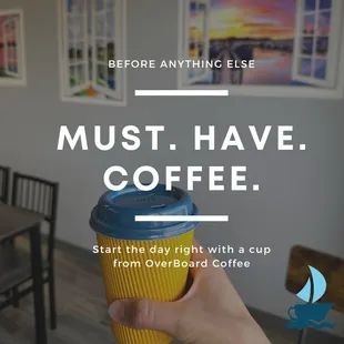 Coffee. Not just for the morning any more! We&apos;re open from 6-2, Monday through Saturday!