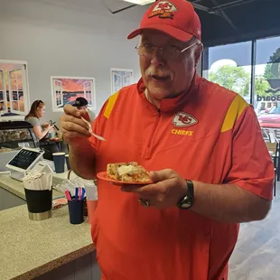 &quot;Coach&quot; enjoying our cinnamon rolls!