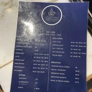 menu