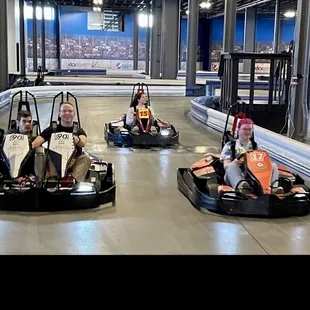 Joshua loving Overdrive racing! He couldn&apos;t tolerate a helmet so they put a slow speed restriction on for us.
