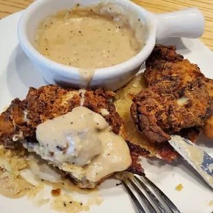 Chicken tenders and biscuits gravy