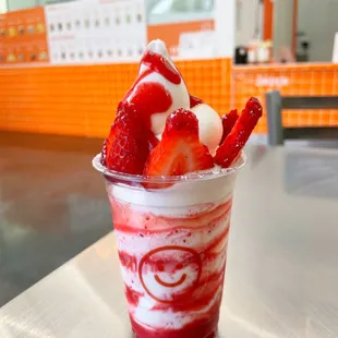 Fresh strawberry ice cream