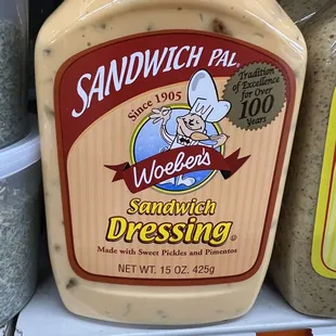 a bottle of sandwich dressing