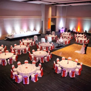 Our ballrooms, with new LED colored lighting, can accomodate an intimate wedding of 50 or large reception of 500!