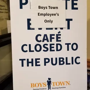 boy's town employee's cafe closed to the public