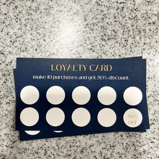 Loyalty care! 10 purchases for a 50% off discount