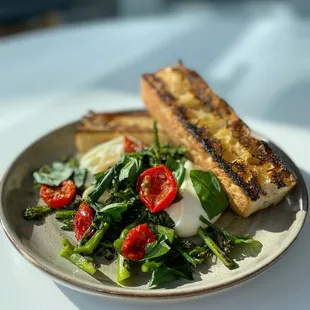Burrata with Grilled Broccolini &amp; Toast