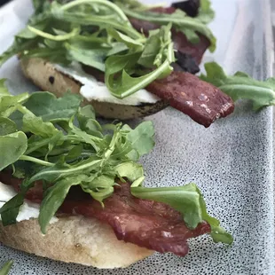 Duck Bacon Crostini
