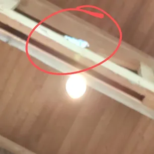 An old towel or something in the rafters above our table. Thankfully it didn't fall into our food.