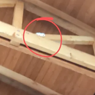 Towels or something in the rafters.