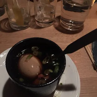 Mushroom ramen with soft boiled egg