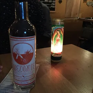 Dining with repeat customers merited an extra "course":  Mezcal straight up, with the bottle left on our table.  Dangerous!