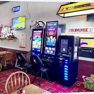 a row of slot machines