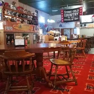 tables and chairs in a restaurant