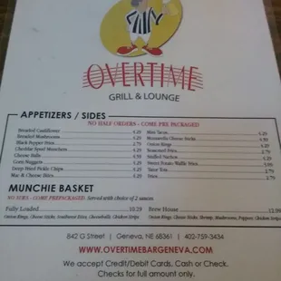 the menu