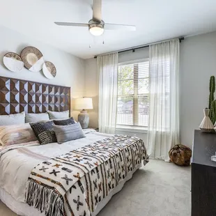 Natural light in spacious bedroom.