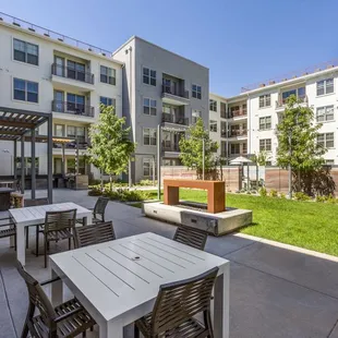 Courtyard seating and fire pit.