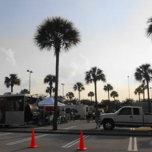 food trucks parked in a parking lot