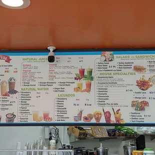 Quite a big menu with a variety of drinks, fruit cups and food