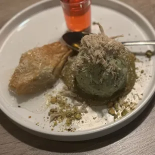 Baklava   Served with pistachio ice cream and pistachio syrup