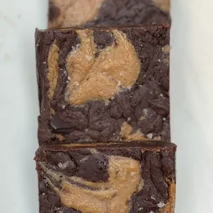 Dark chocolate Ghirardelli Brownies with Peanut Butter Caramel Swirl from Sweet Nina's at the Orangevale Farmer's Market Thursdays 3-8pm!