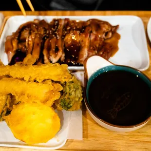 combination with chicken teriyaki and tempura