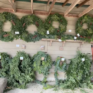 Fresh garland and wreaths