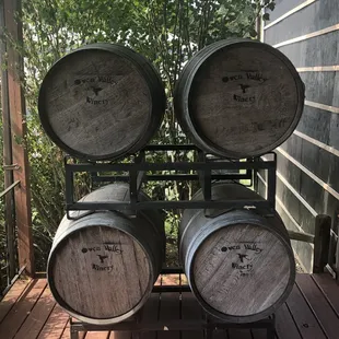 Barrels on porch