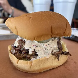 Chopped brisket sandwich