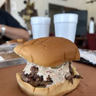 Chopped brisket sandwich