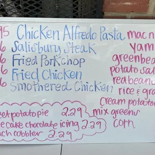 Daily Menu also on their Facebook