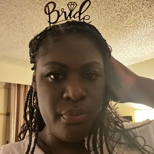a woman wearing a bride crown
