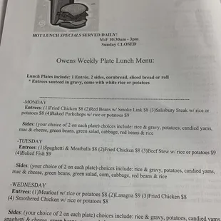 Menu - Lunch specials