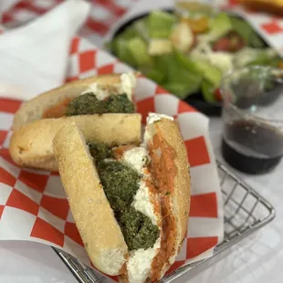 a sandwich and a salad