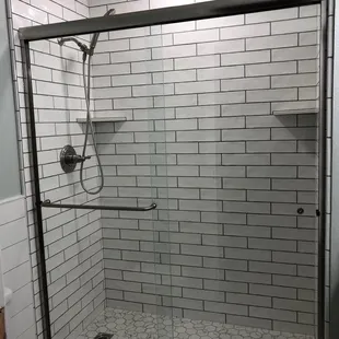 a shower and toilet