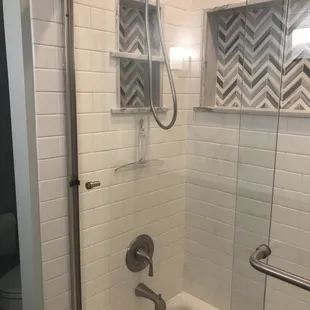a shower and toilet