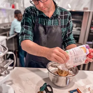 Baker making homemade goodies