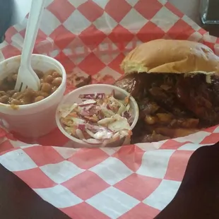 Smoked beef brisket sandwich.