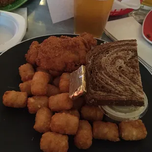 Two piece fish fry with tots