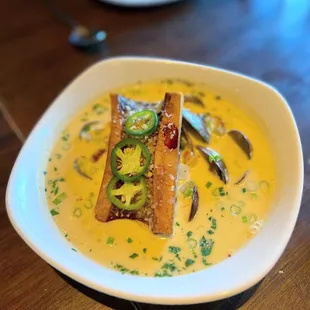 smoked bone marrow clam chowder