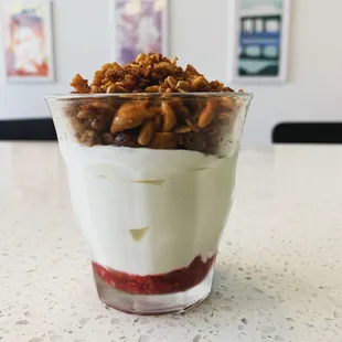 Yogurt and Granola with house raspberry preserves