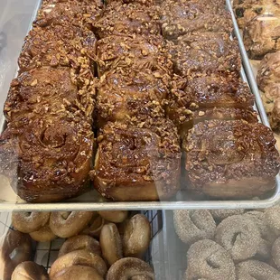 Pecan sticky buns proofed to near perfection